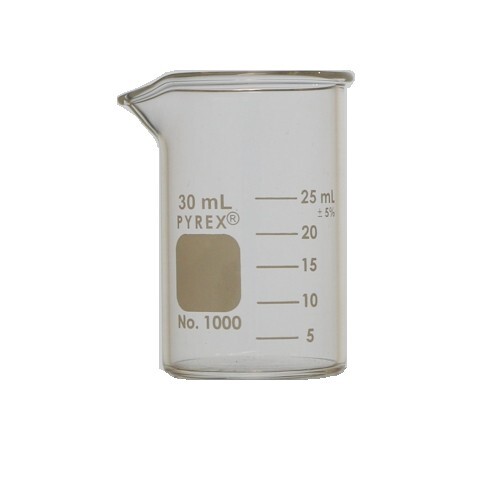 30ml Glass Beaker, Griffin Low Form, Graduated, PYREX 1000-30 (Pack 12)
