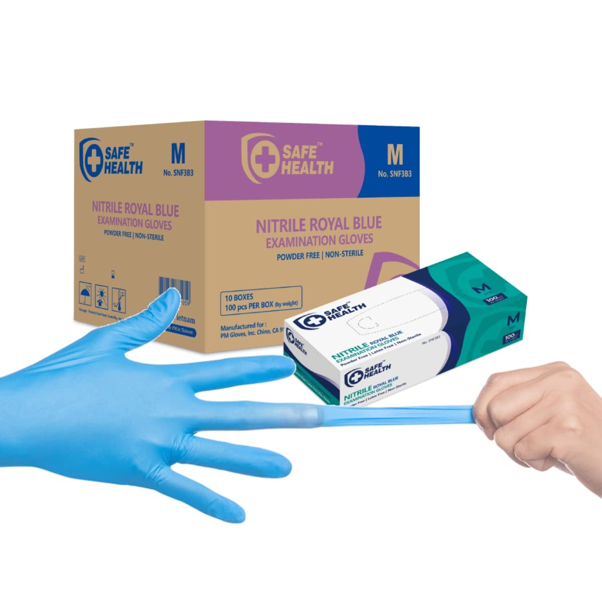 Blue Medium Nitrile Gloves Pack of 1000 Latex Free Powder Free SafeHealth