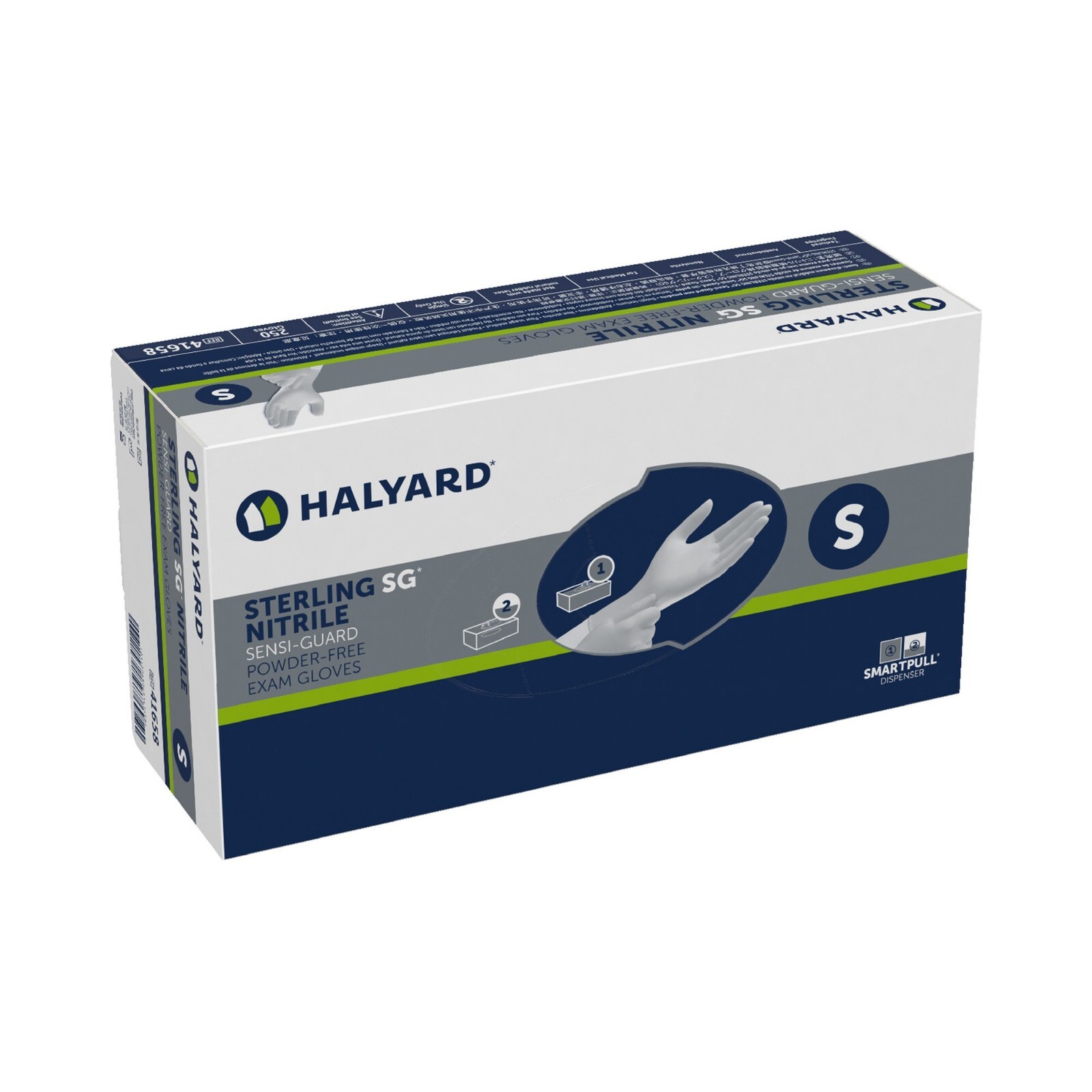 2 Boxes of 250, HALYARD Sterling SG Nitrile Powder Free Exam Gloves, 41658 Small