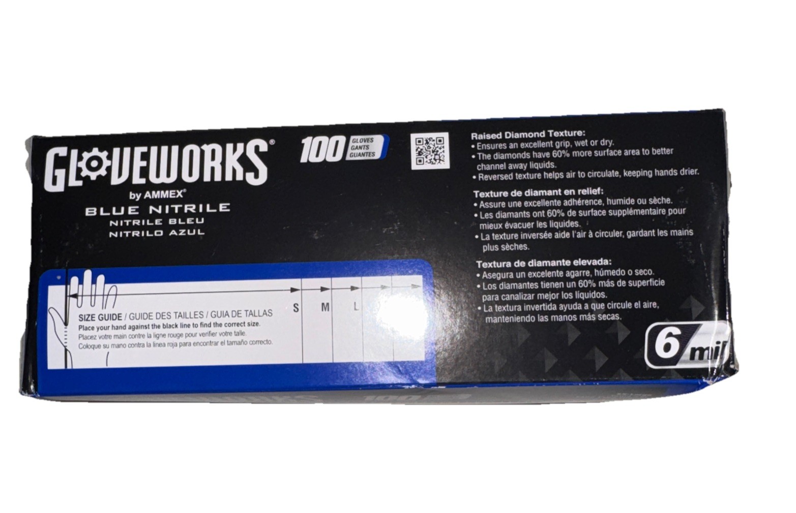 Ammex Gloveworks GWRBN49100 Blue Nitrile Powder Free Industrial Gloves, 6 Mil
