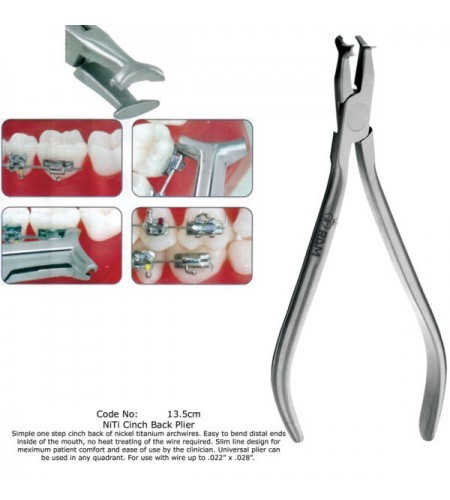 Orthodontist Slim Handle NiTi Cinch Back Plier French Steel.