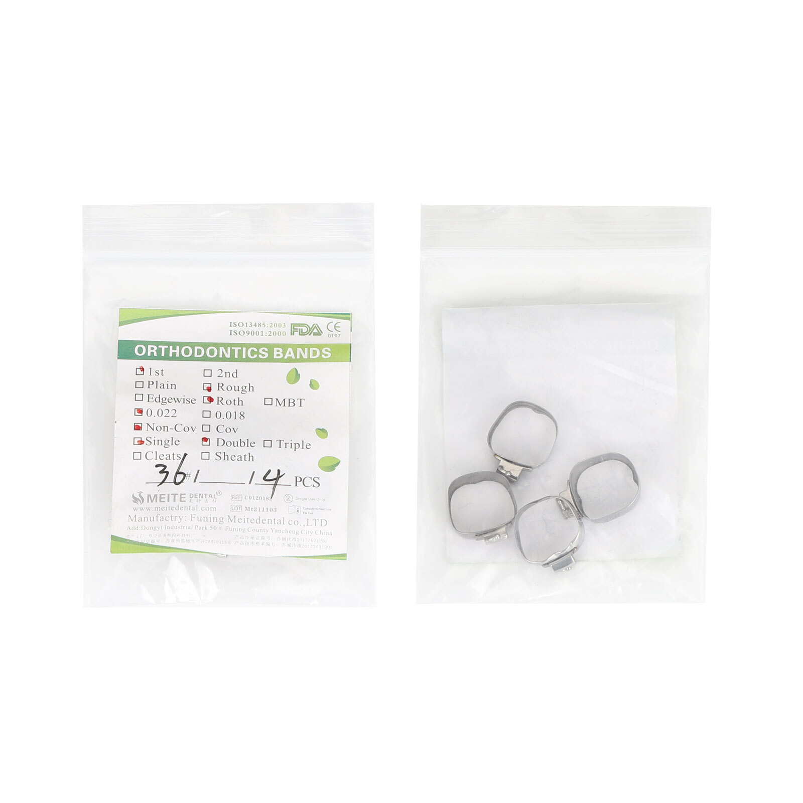 4Pcs/Kit Dental Orthodontic Molar Buccal Tube Roth 022 1st U1L1 Bands #36 to #40