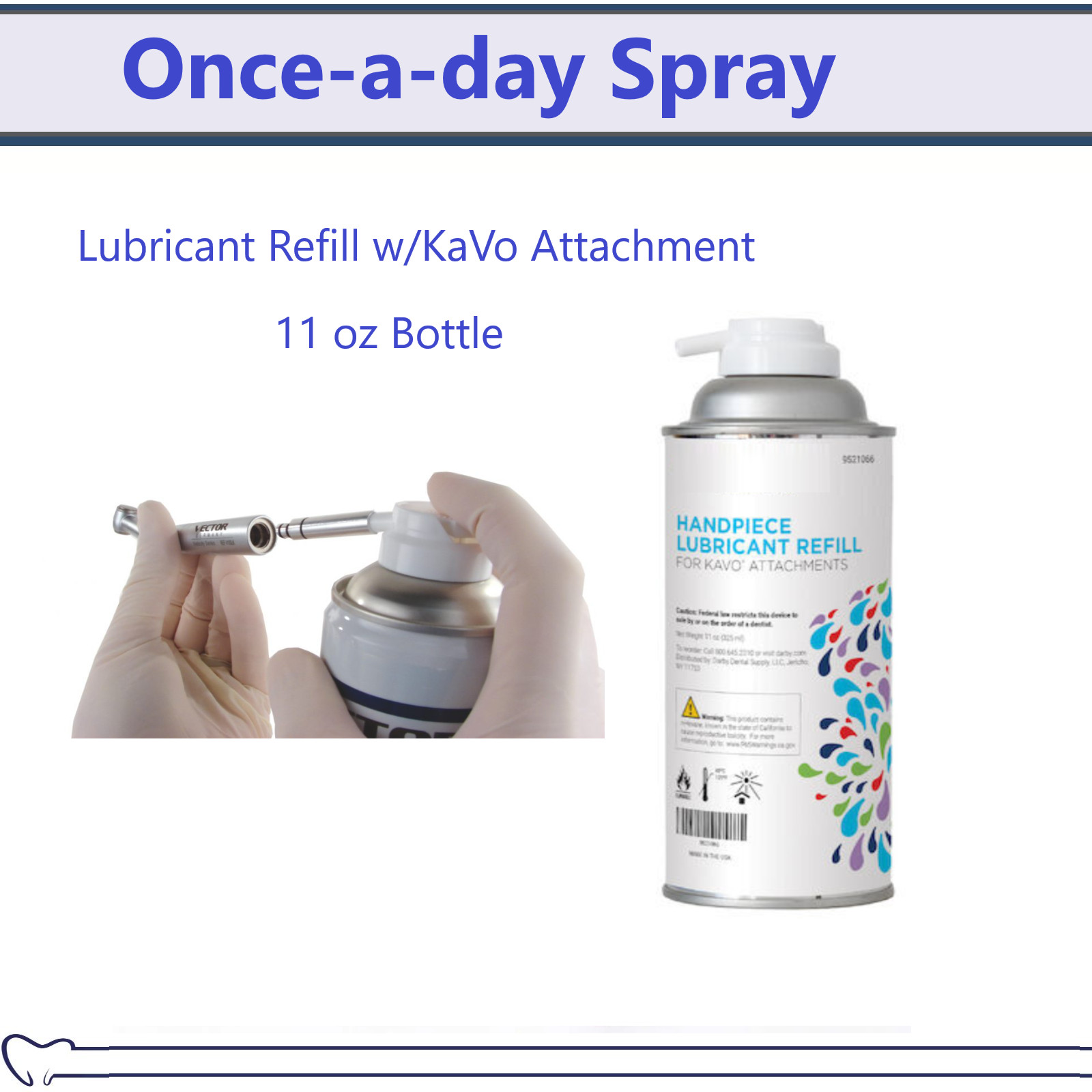 Dental Lubricant Refill w/KaVo Attachment mineral-based once-a-day Spray 11 oz