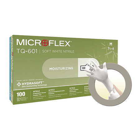 Ansell Tq-601-L Exam Gloves, Nitrile, Powder Free, White, L, 100 Pk