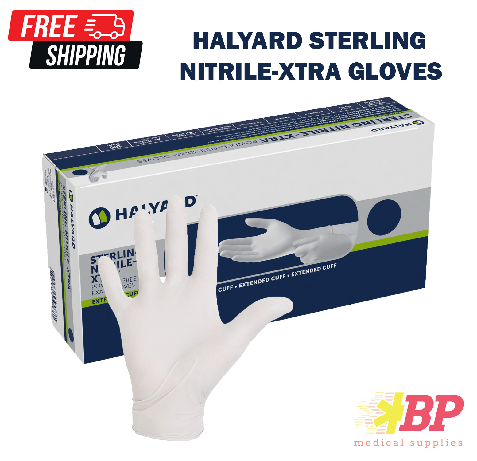HALYARD Sterling Nitrile-XTRA Exam Gloves White 100CT – Size S/L/M