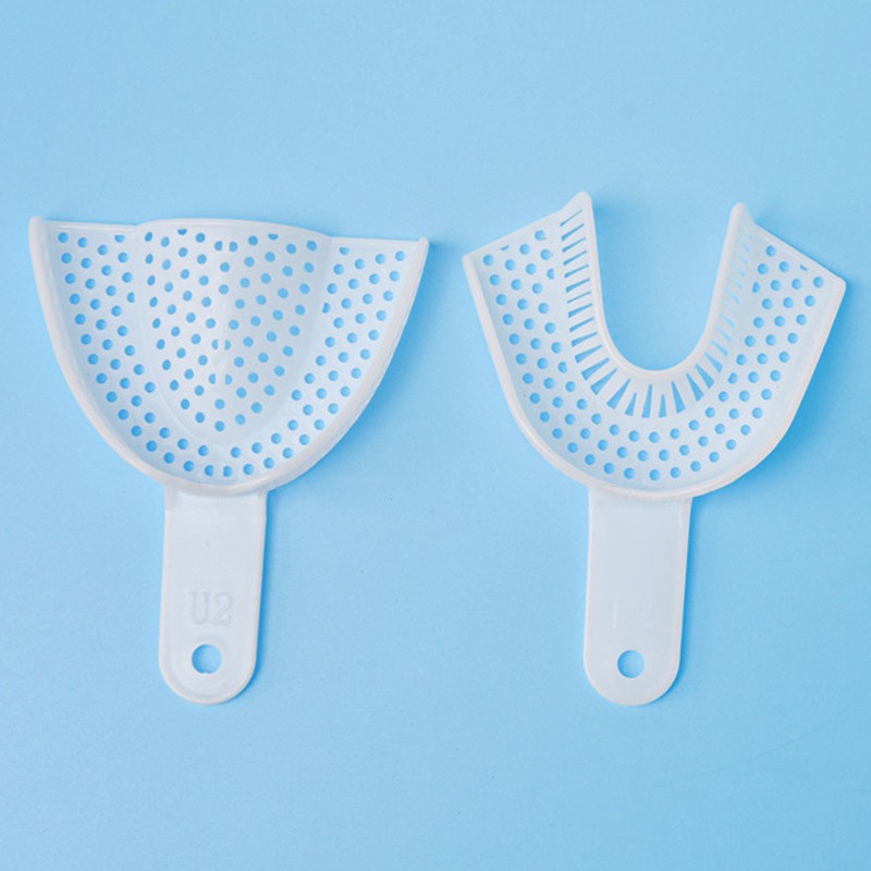 2Pcs Dental Plastic Disposable Impression Bite Trays Perforated Autoclavable Kit