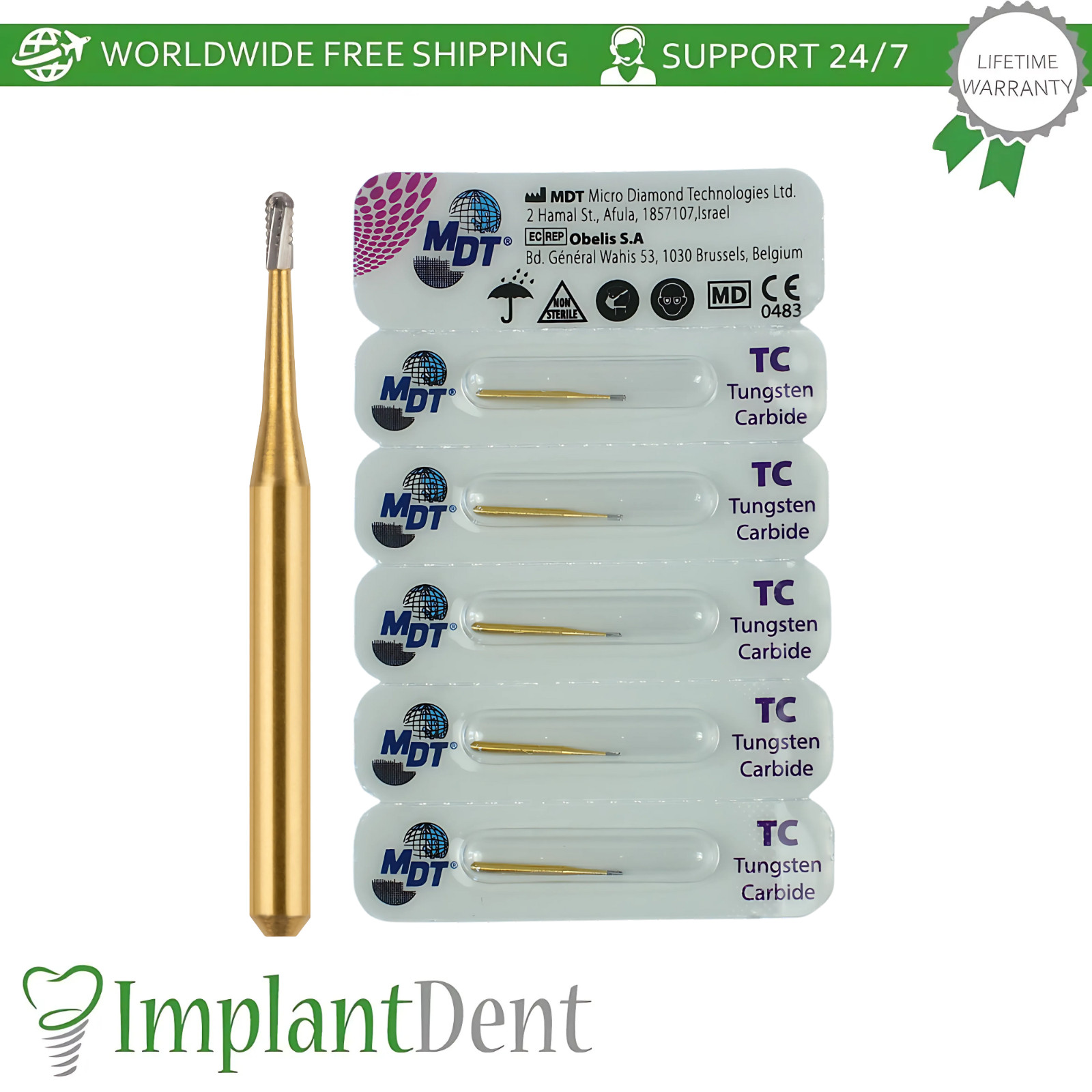 MDT Dental Metal Crown Cutters FG Carbide Burs Seamless Material Removal