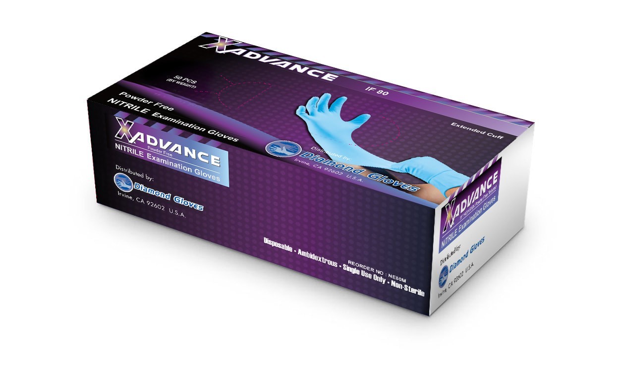 Disposable Blue Nitrile Exam Gloves 11″ 8mil Latex Free 50PCS Powder Free