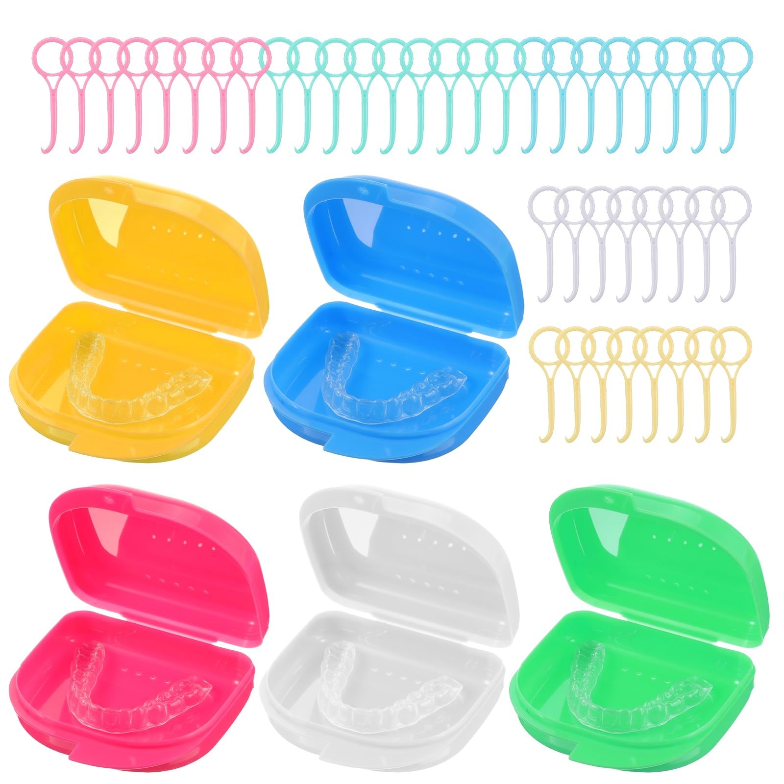 80 Pcs Dental Retainer Case Set with Aligner Remover Tool, 5 Colors Dental St…
