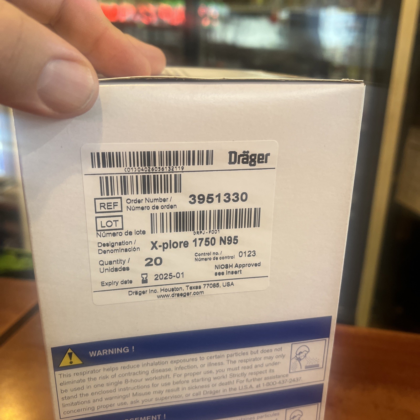 40 Masks Drager X-plore 1750 N95-40ct 2 Boxes 20 Each Brand New In Box 01/2025