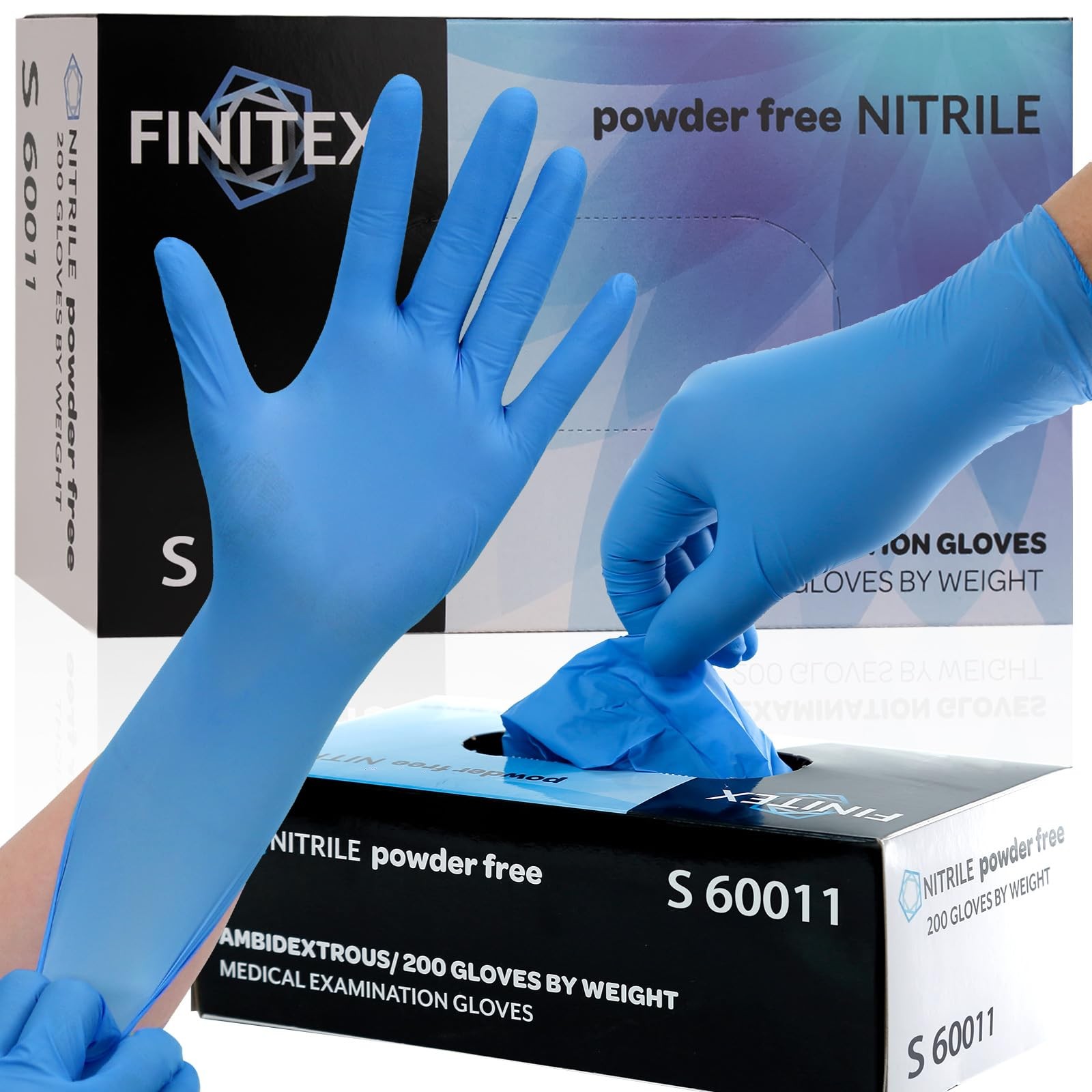 Blue Disposable Nitrile Exam Gloves – 200 PCS/BOX 3.5mil Rubber Powder-Free L…