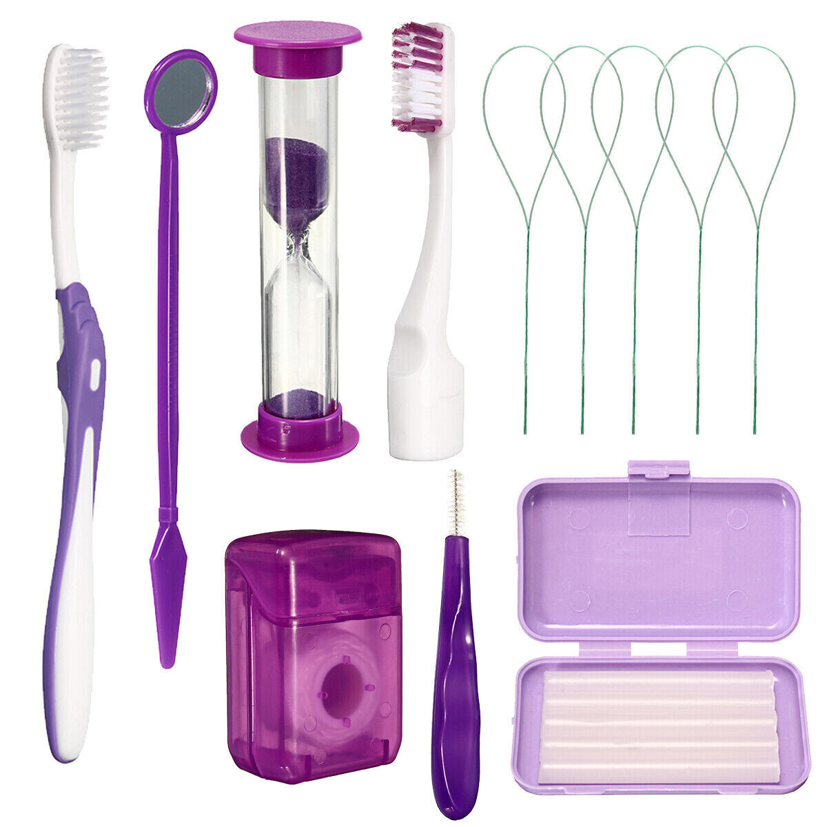 Dental Orthodontic Wax/Teeth Oral Care Orthodontic Kit Brush Floss Thread Mirror