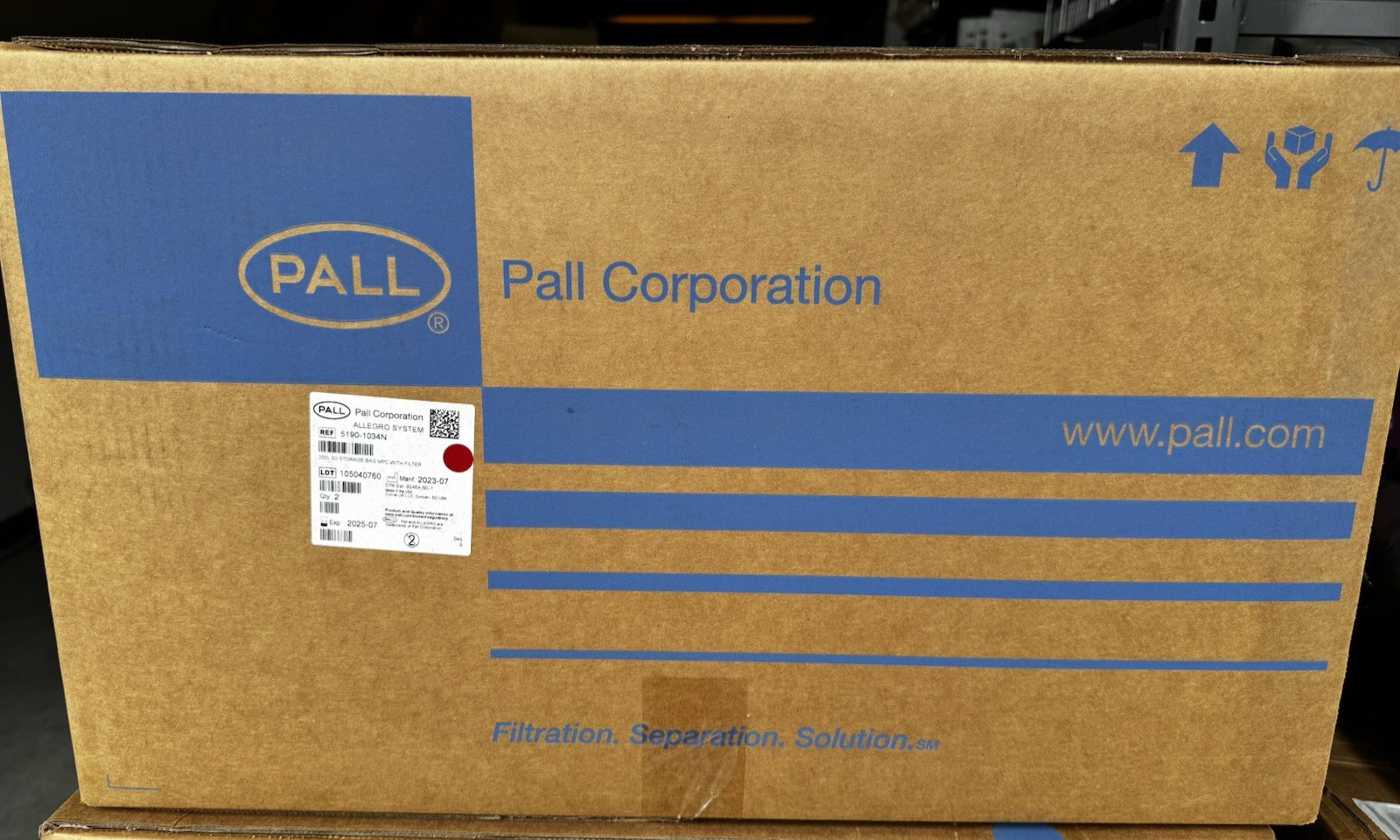 Pall Allegro System 5190-1034N, 200L 3D Storage Bag MPC w/Filter, 2 bags /box
