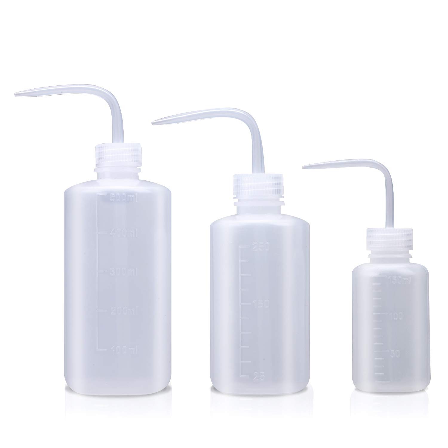 3 Pack LDPE Squeeze Wash Bottles (500ml 250ml 150ml)