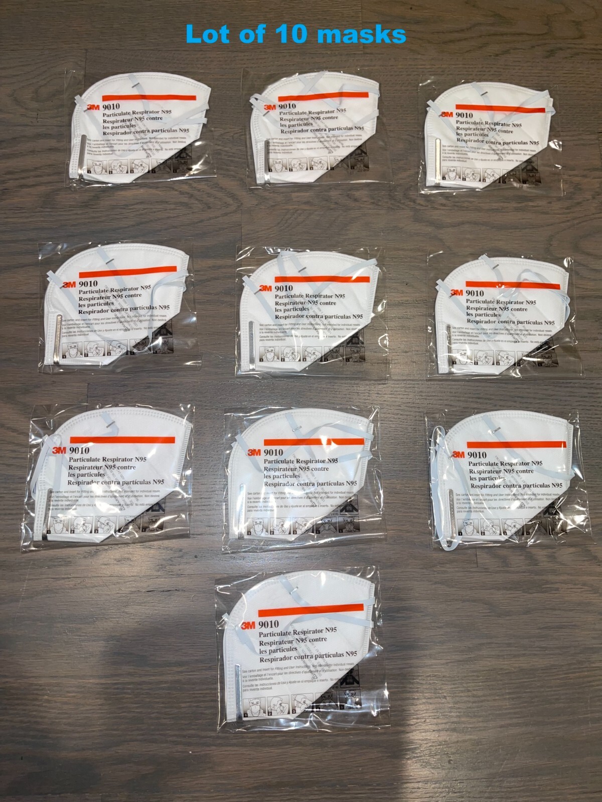 Lot of 10 Genuine New 3M N95 9010 Respirator Face Masks,