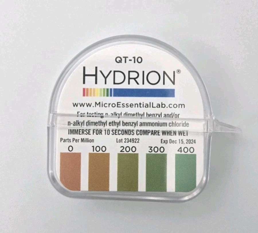 Hydrion Qt-10 Test Paper,Quatenary,0-400 Ppm. 200 Pieces (Exp. 12/15/2024)