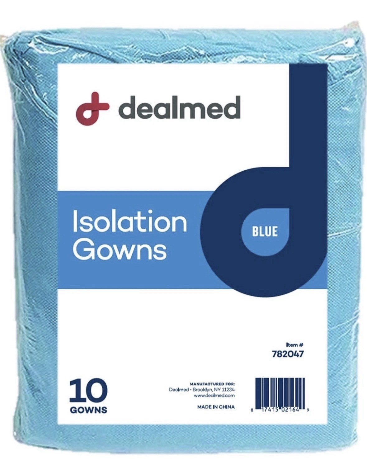 Dealmed Blue Isolation Gown, Latex-Free (Pack of 50)