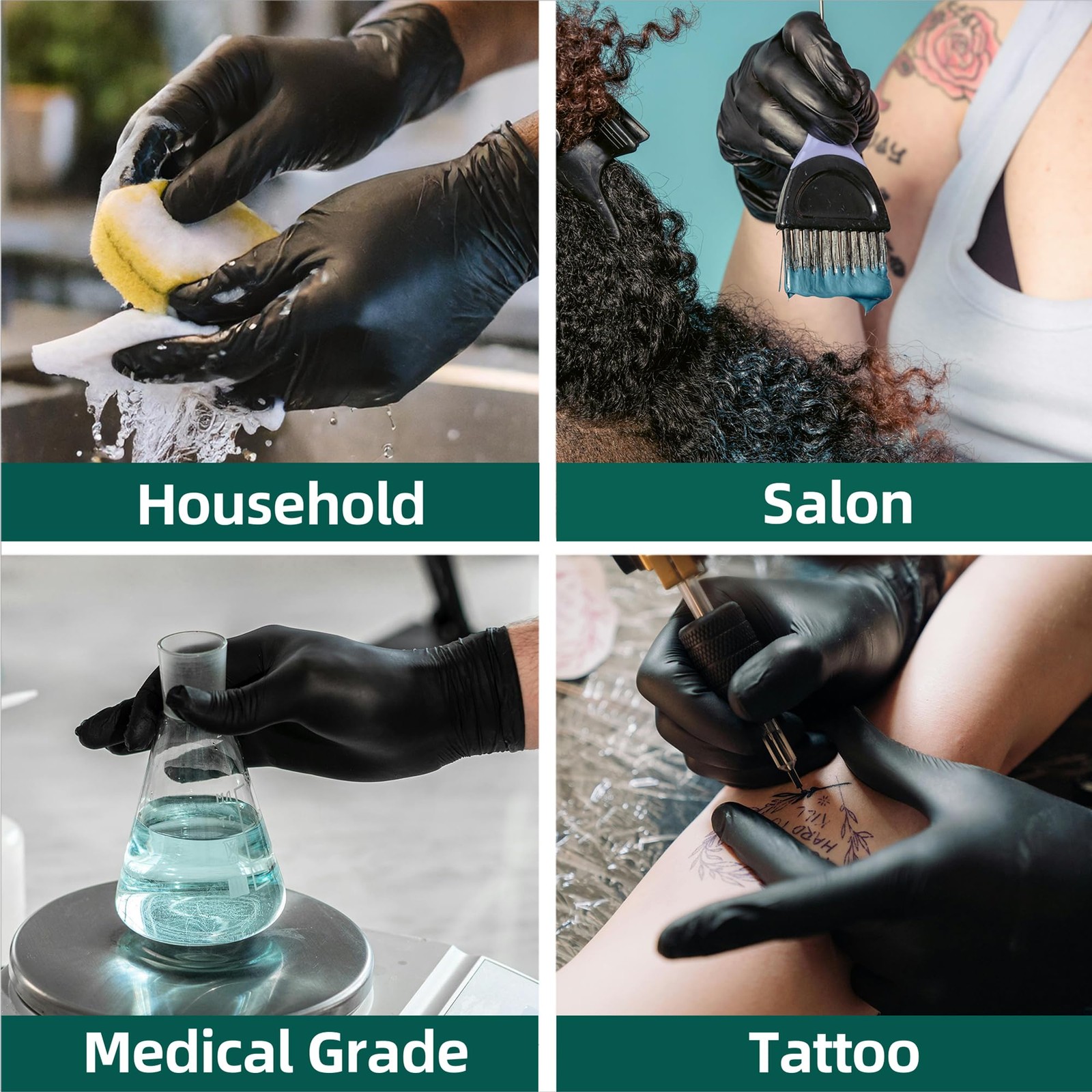 Supmedic Vinyl Disposable Exam Gloves, Black 4 Mil Medium, 100 Medium (Black)