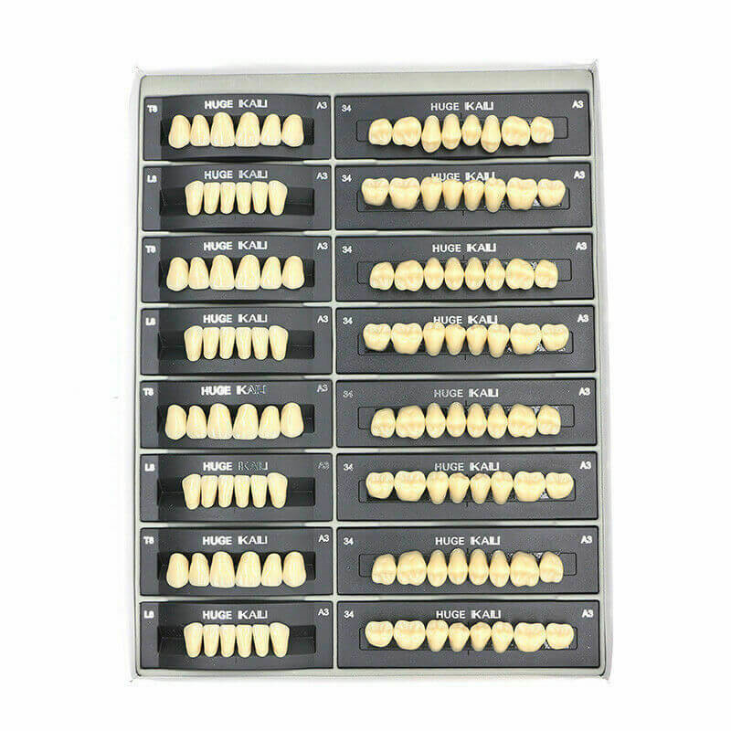 Dental Synthetic Polymer Resin TeethHUGE KAILI A2 A3 A3.5 8 sizes 112Pcs/Pack