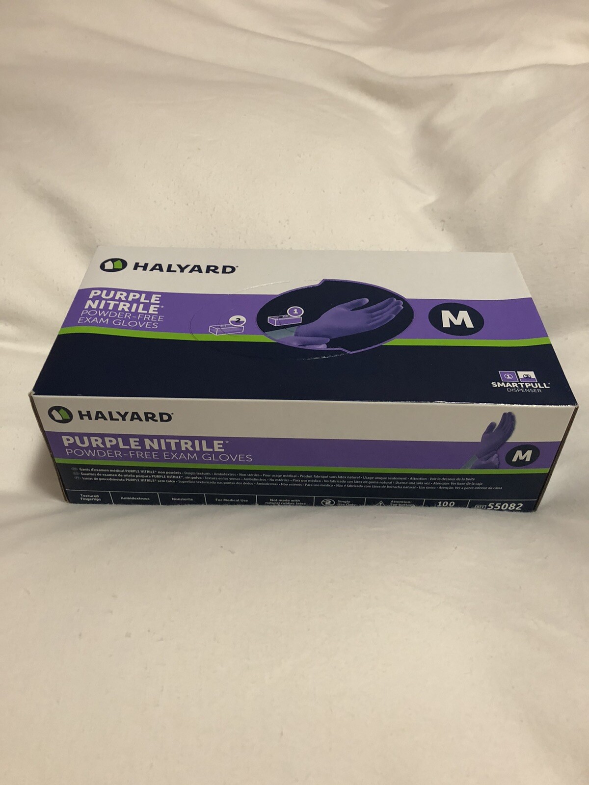 Halyard 55082 Purple Powder Free Exam Gloves Disposable (Box of 100) Medium