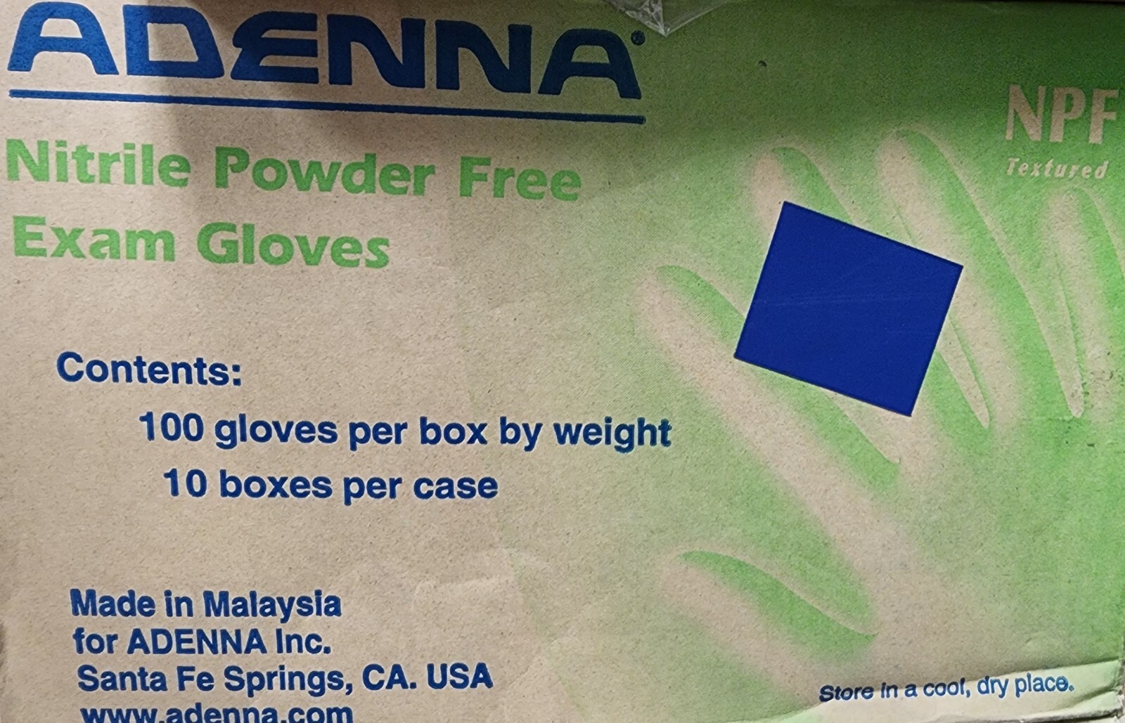Adenna NPF885 Medium Nitrile Powder Free Exam Gloves