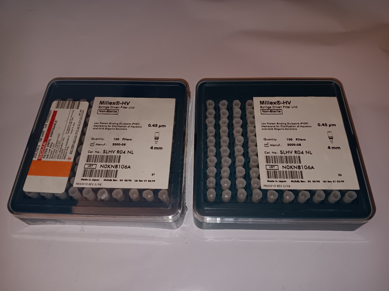 NEW 200 PCS GENUINE MILLIPORE MILLEX-HV SLHVR04 NL 4mm SYRINGE FILTER UNIT .45um