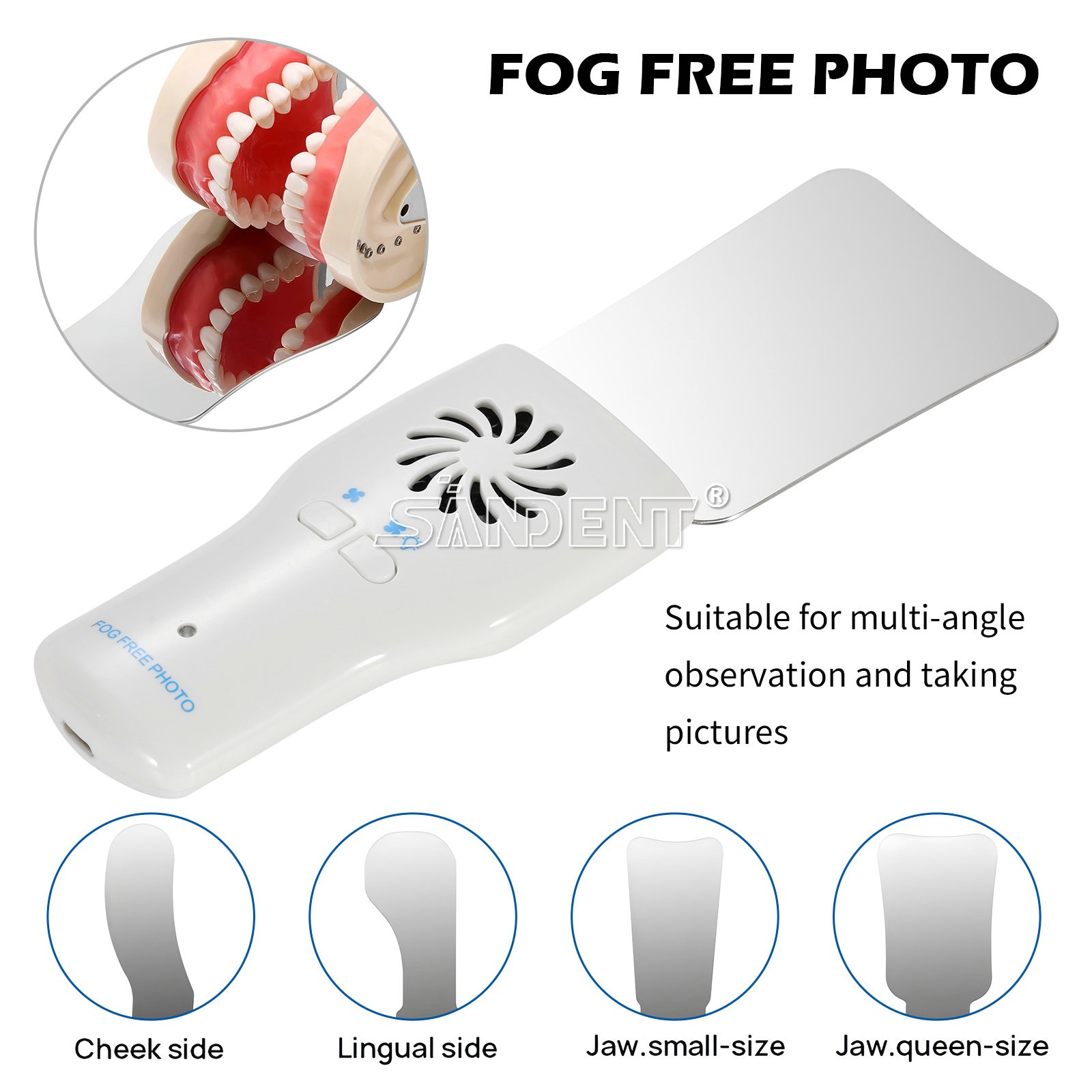 Dental Occlusal Mirror Fog Free LED Intra Oral Photo System 4 Mirrors Anti-Fog d