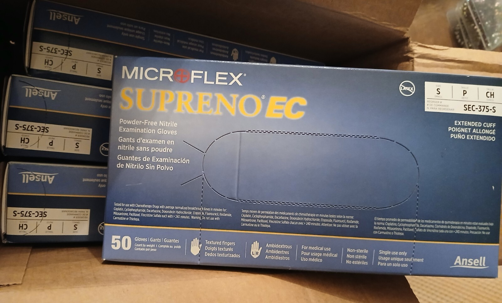 4 boxes exam glove Microflex Supreno EC Extended Cuff PF Nitrile Small SEC-375-S