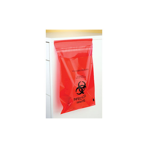 Plasdent PS850S Biohazard Infectious Waste Bags Stick-On 6″ X 6″ Red 200/Pk