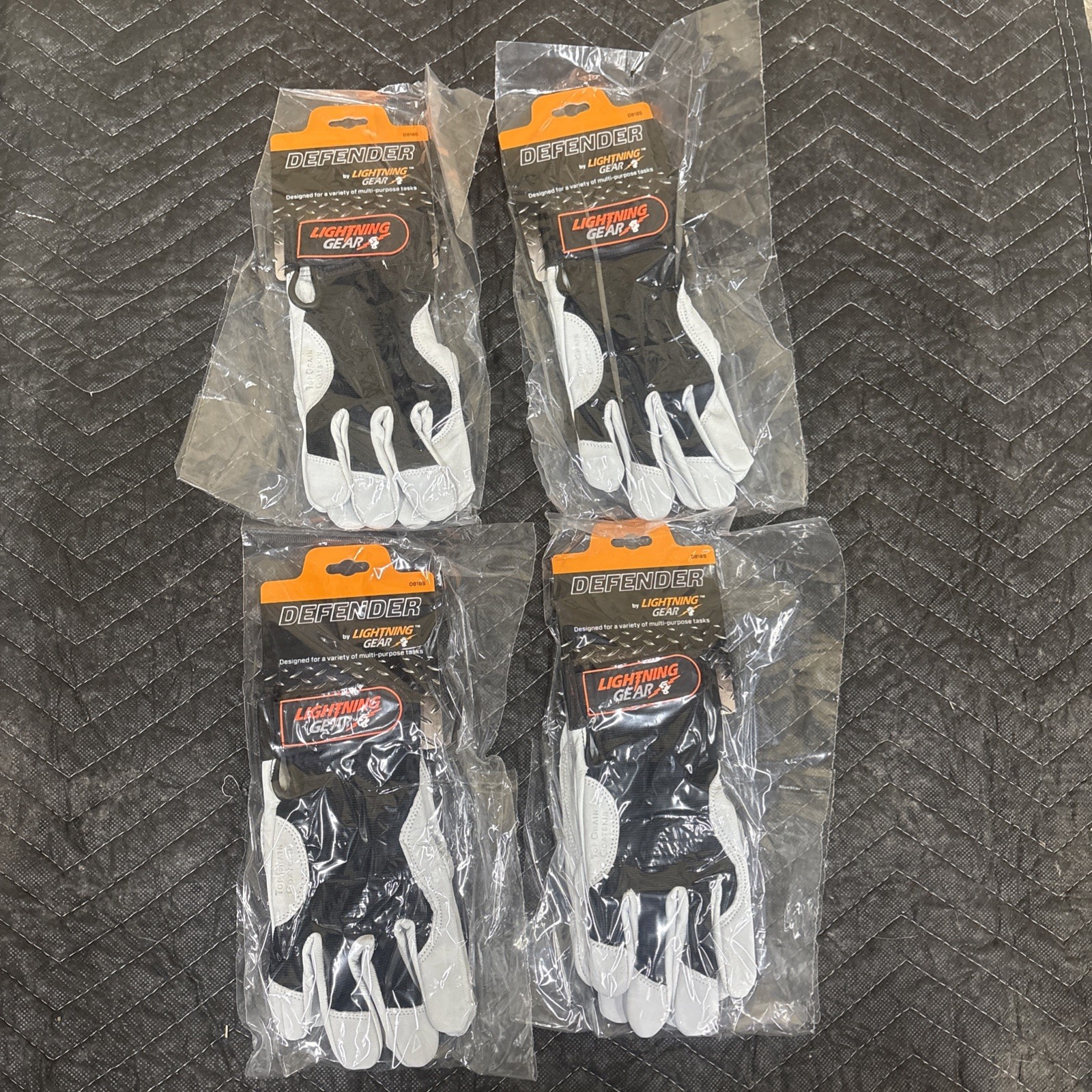 4Pk Small Liberty Lightning Gear Defender Goatskin Leather Mechanics Work Gloves