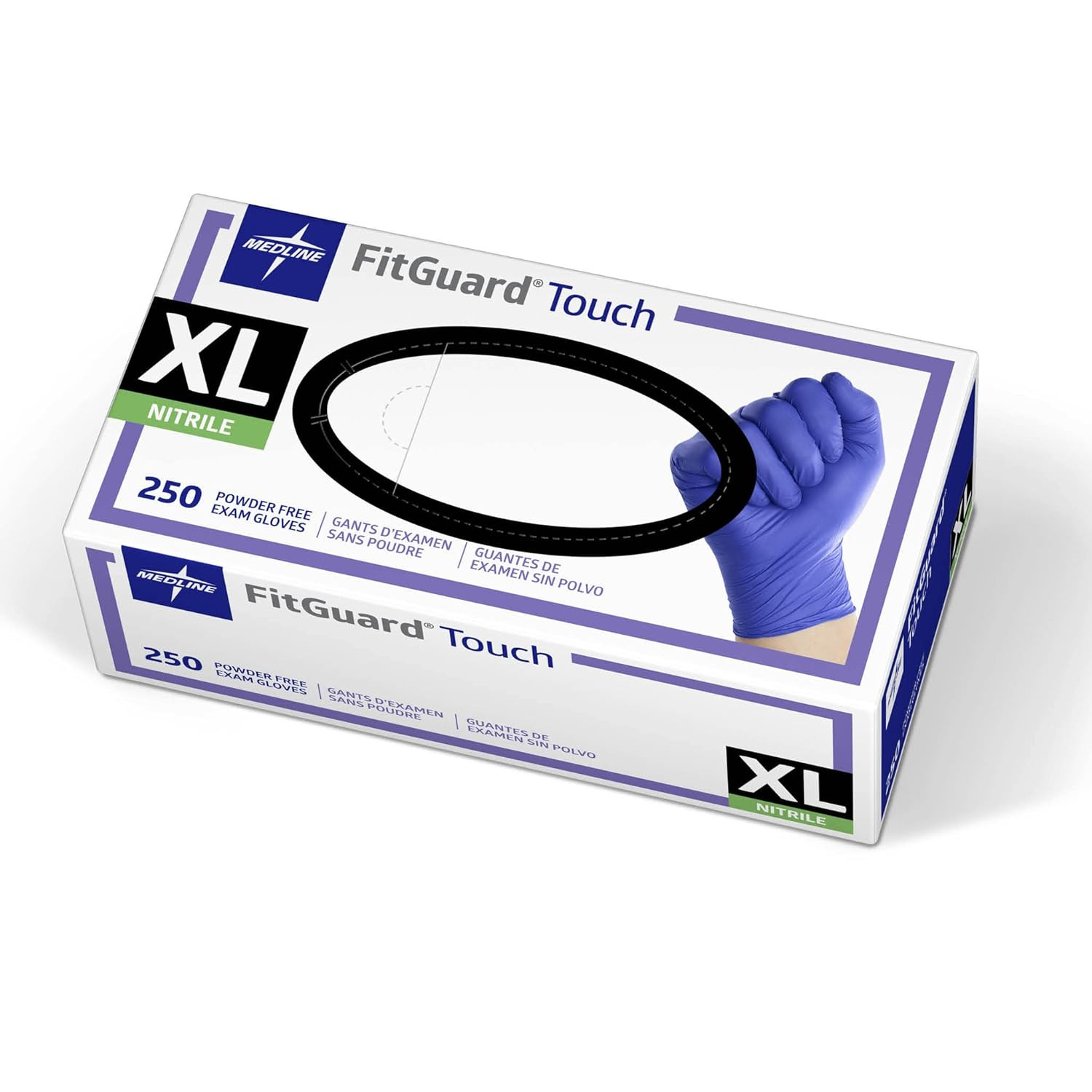 Fitguard Touch Nitrile Exam Gloves, 250 Count,X-Large, Powder Free,Disposable, N