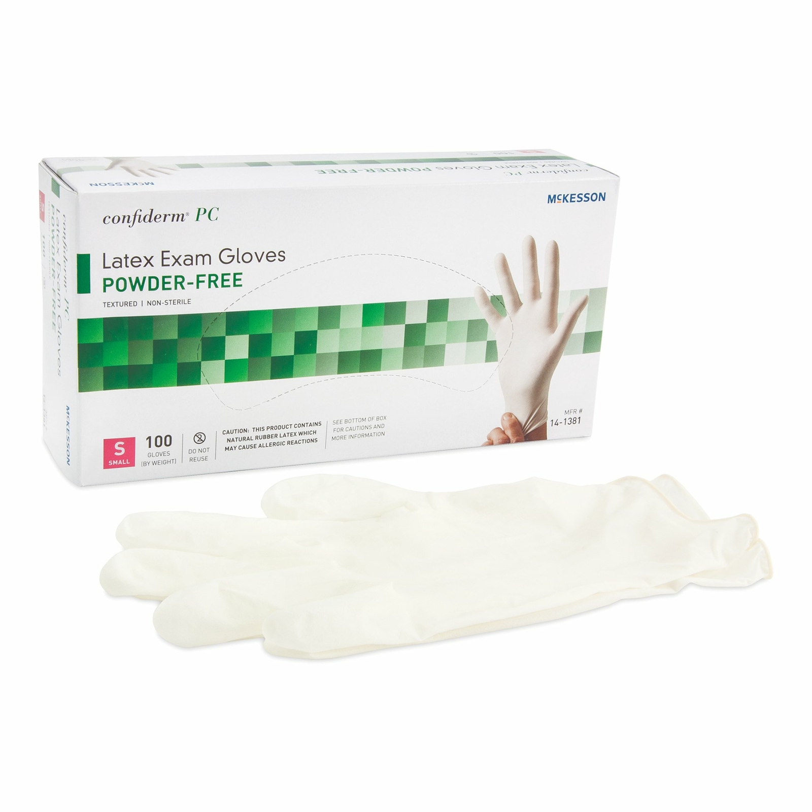 McKesson Confiderm Latex Exam Glove Standard Cuff Length SMALL 100 per Box