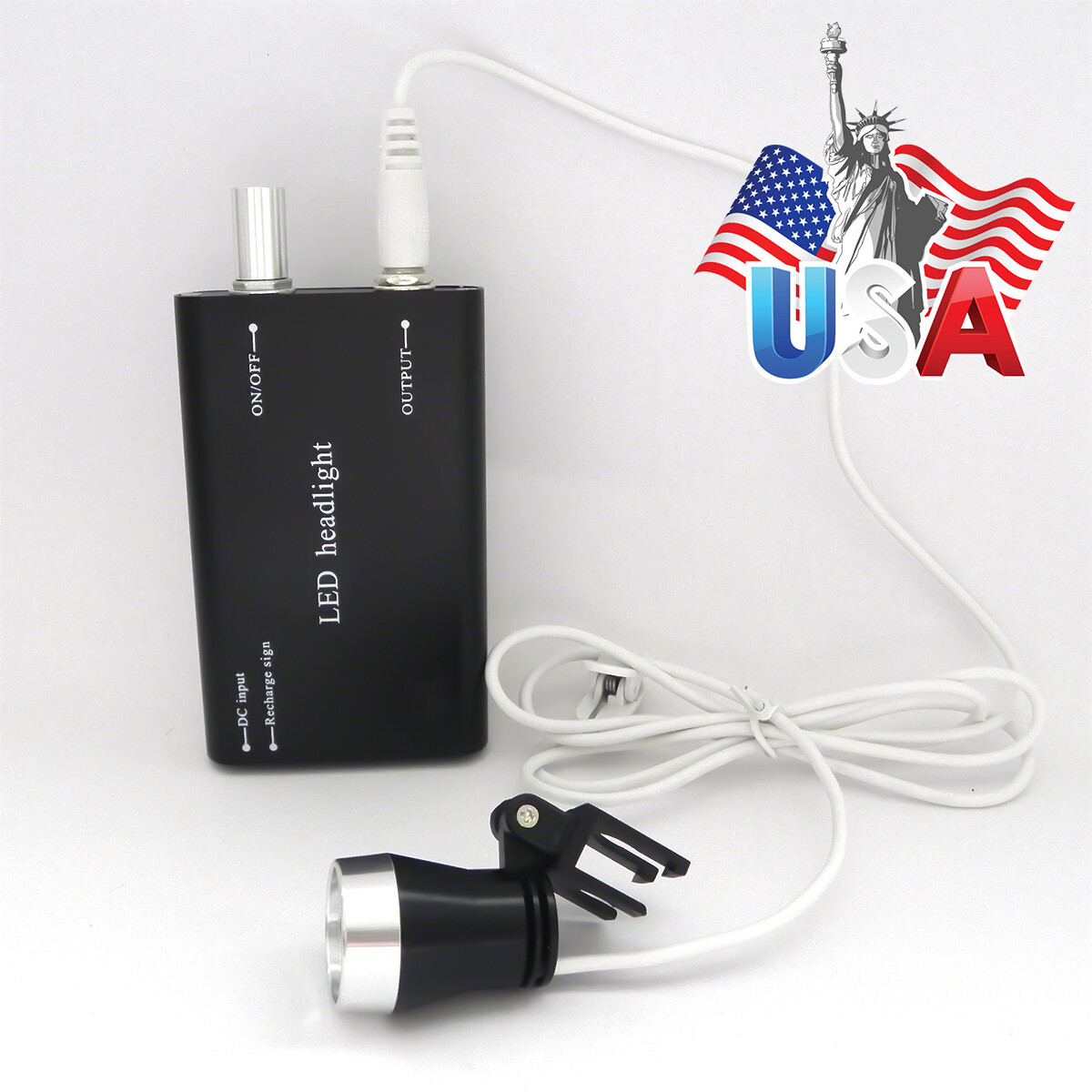 Portable Black LED Head Light Lamp With Clip for Dental Surgical Loupes USB Type