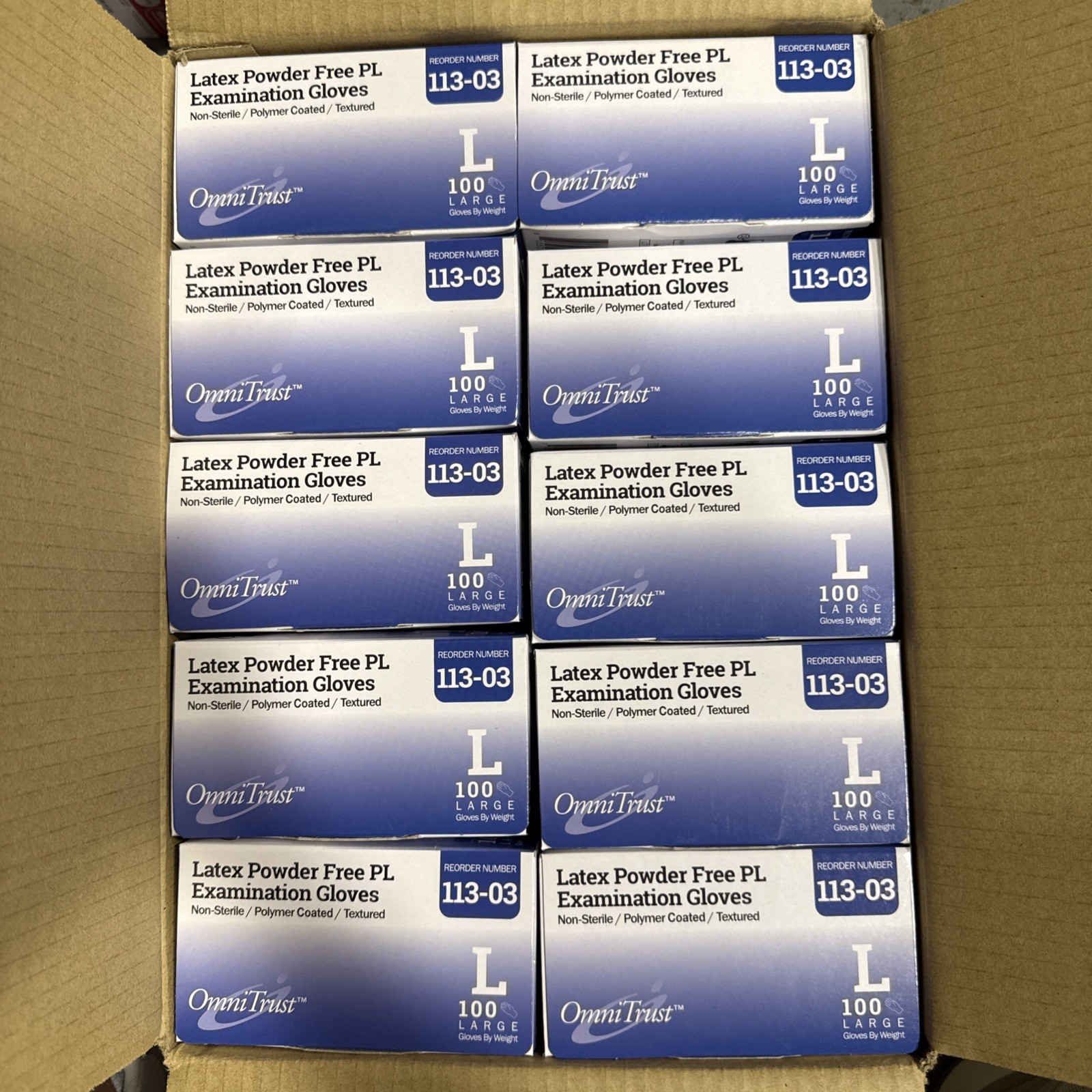 Ommi Trust Latex Power Free PL Non Sterile / Polymer Coated / Texture
