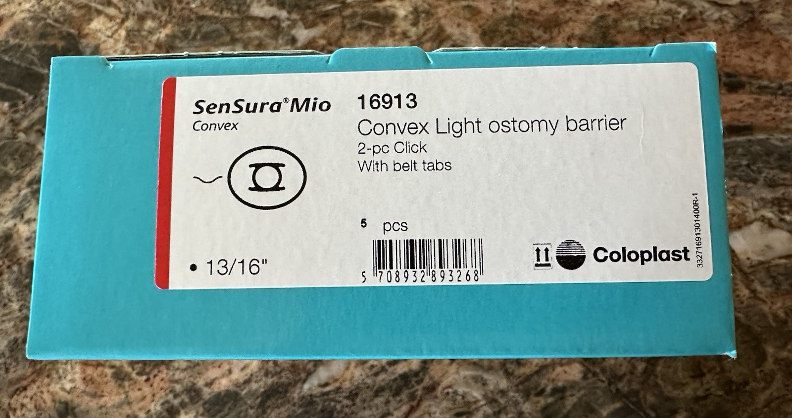 Coloplast SenSura Mio #16913 Convex Light Ostomy Barrier 13/16” – 2 Boxes