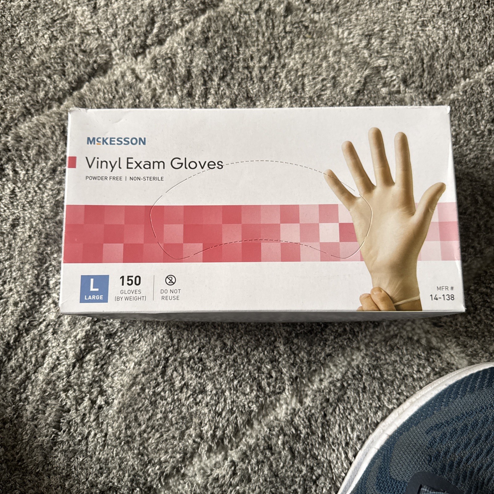 McKesson Vinyl Exam Glove Standard Cuff Length LARGE 150 per Case