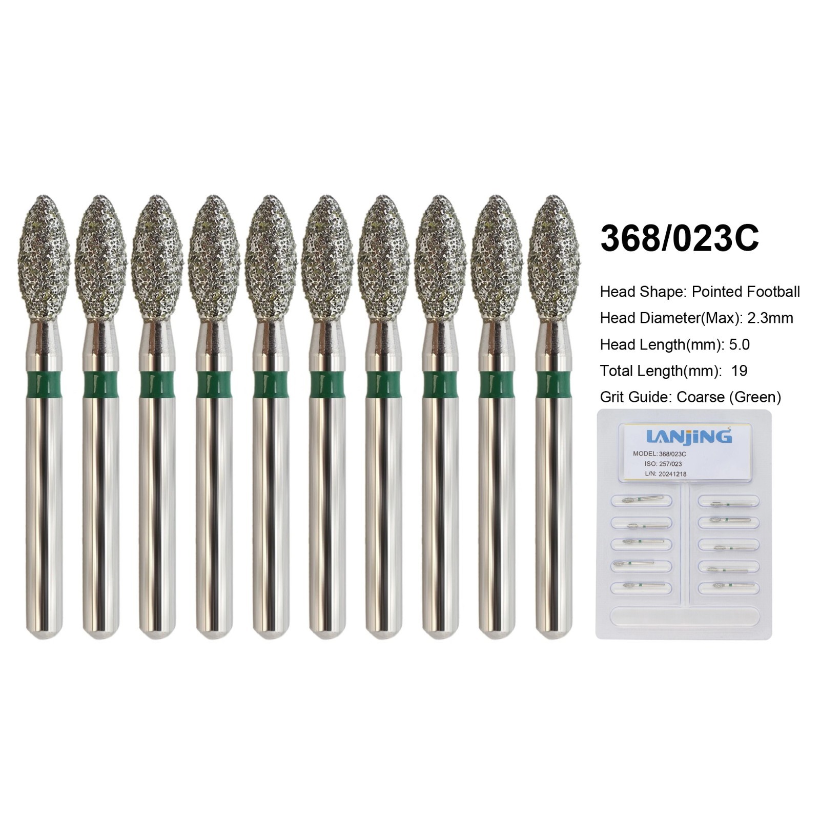 Diamond Burs Dental Zirconia Cutter Diamond Bur FG Football Round End Taper Pear