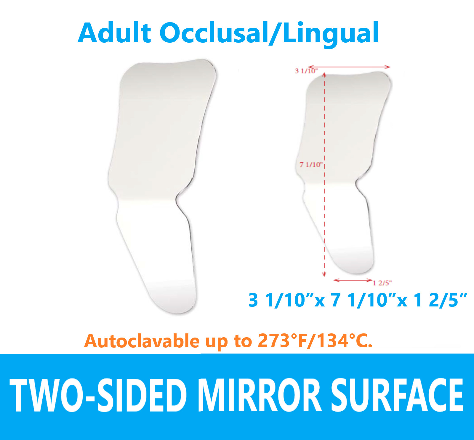 Dental Orthodontic Intraoral Photo Mirrors Buccal, Occlusal, Two or One Mirror