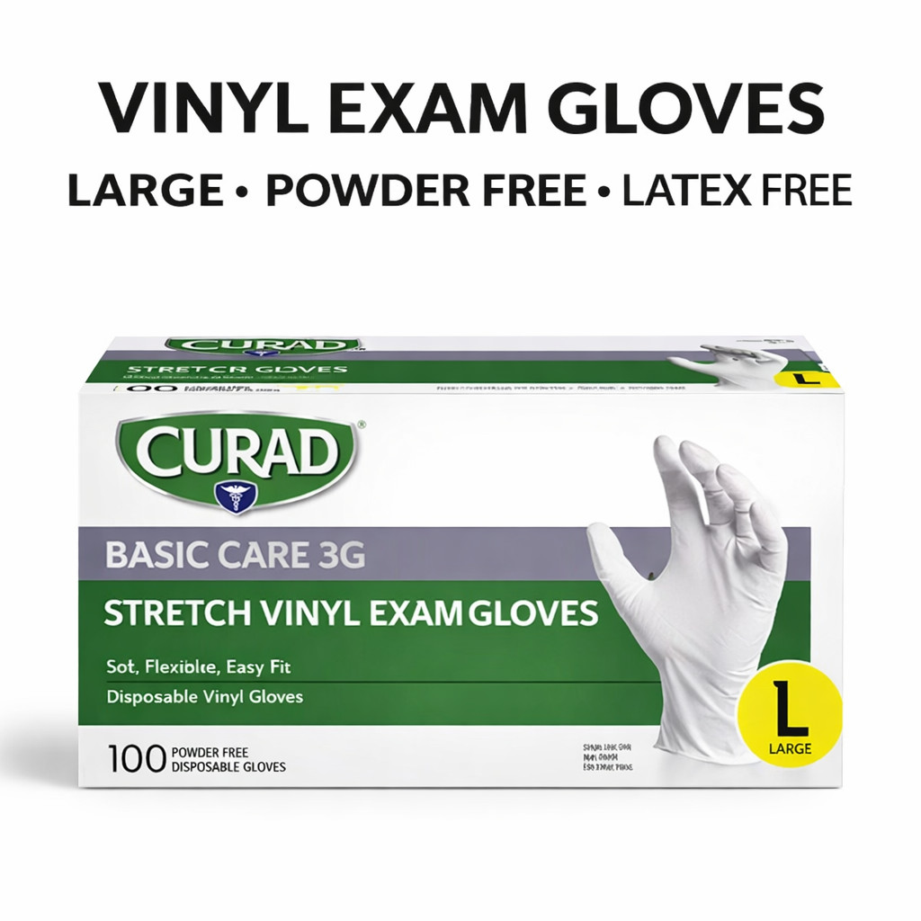 Disposable Vinyl Gloves Large Powder Free Latex Free Exam Gloves Bulk Packs