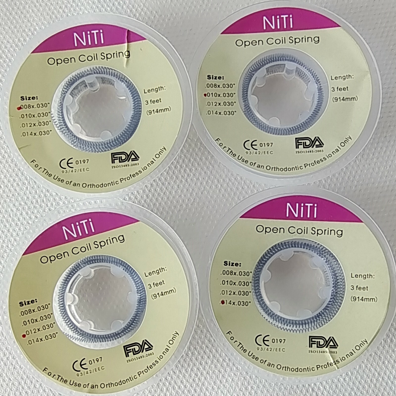 50Roll Dental Orthodontic Niti Open Coil Spring 914mm Dia 0.008/0.010/.012/0.014