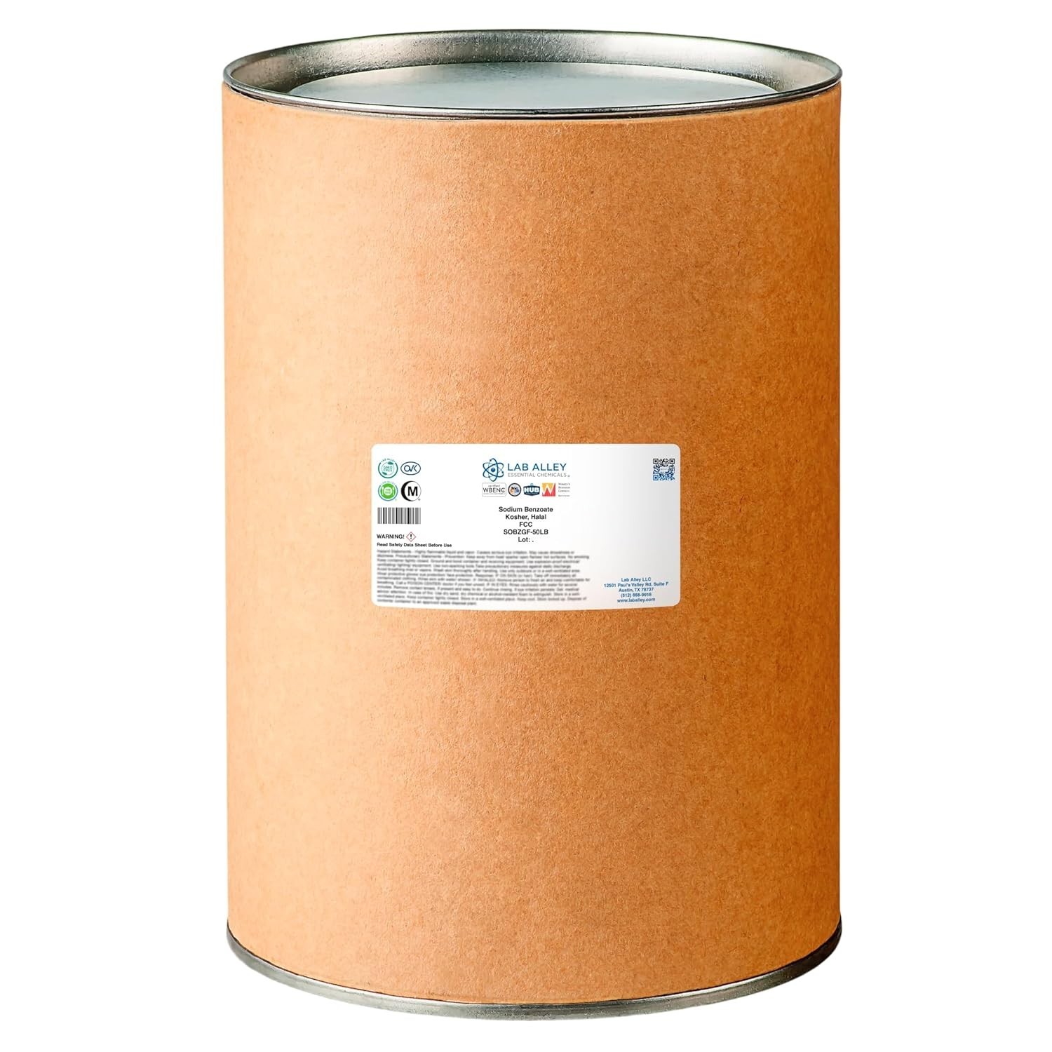Sodium Benzoate Powder, Food Grade, Halal & Kosher – 50 lb Sealed Bottle