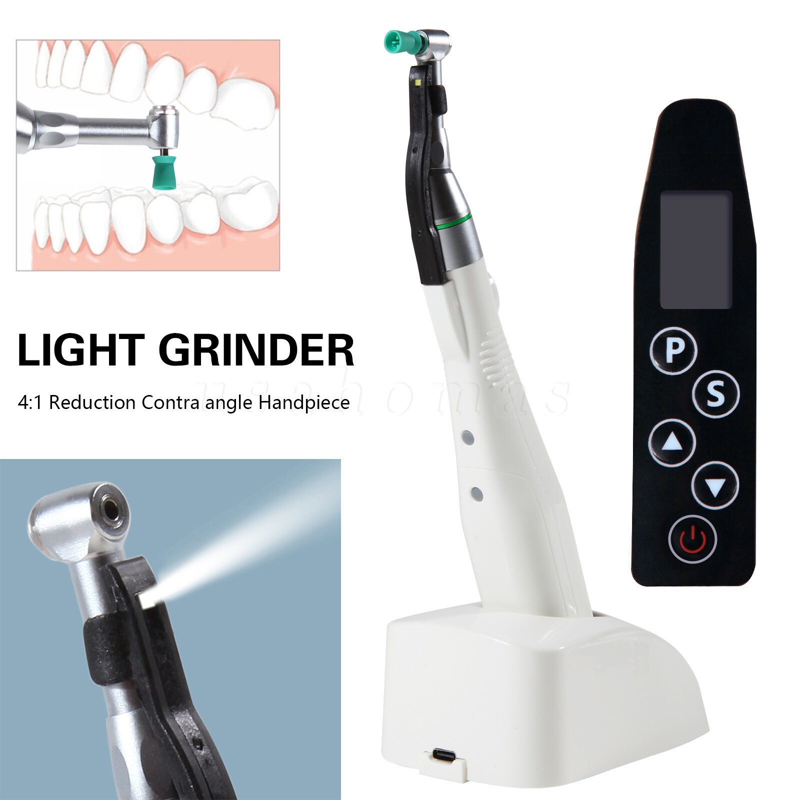Dental LED Polishing Grinder Motor 4:1 contra angle / 100pcs Polishing cups USA